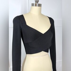 NWT EXPRESS BODY CONTOUR WRAP FRONT CROPPED SWEATER